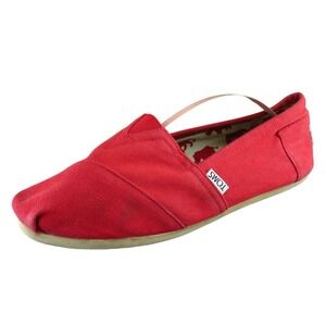 Toms‎ Sz 10 M Red Round Toe Flat Fabric 150511